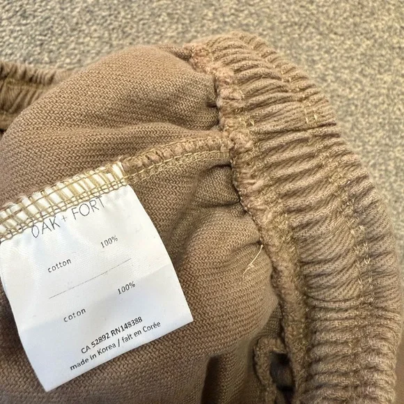 Oak + Fort Caramel Beige Relaxed Fit Pants 100% Cotton Made in Korea size M - Picture 4 of 4